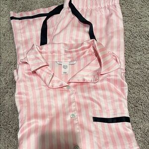 Victoria's Secret Pink and White Striped Pajama Set